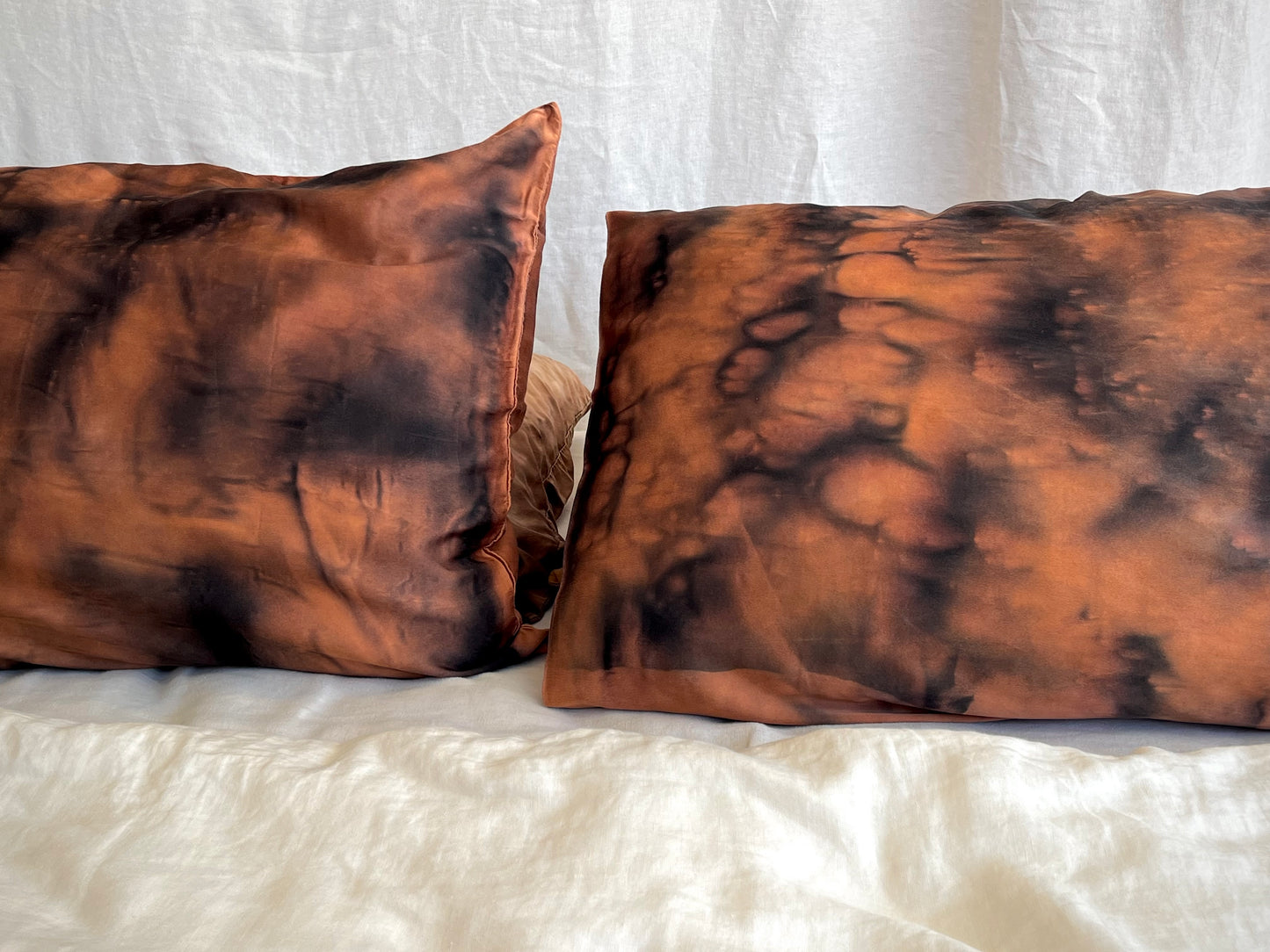 Hand-Painted Silk Pillowcase - Fluid Series #007 + #008